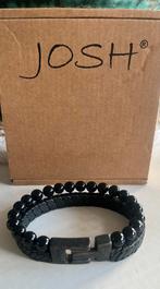 Josh stalen dubbele armband staal met natuurstenen kralen, Ophalen of Verzenden, Nieuw, Zwart, Staal