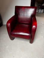 Ledere faiteuils met wieltjes, Huis en Inrichting, Fauteuils, Ophalen, Zo goed als nieuw, 75 tot 100 cm, 50 tot 75 cm