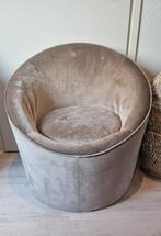 Noofie taupe velvet stoel grote versie, Ophalen, Zo goed als nieuw