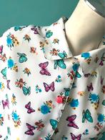 Vintage jaren 80 blouse wit met vlinders/bloemen maat 42, Verzenden, Wit, Maat 42/44 (L), Vintage