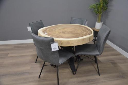 Ronde suar boomstamtafel 120 cm BT867, Huis en Inrichting, Tafels | Eettafels, Nieuw, 100 tot 150 cm, 100 tot 150 cm, Rond, Overige houtsoorten