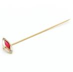 Art Deco Gouden Speld Diamant & Granaat, Ophalen of Verzenden, Goud, Broche, Met edelsteen