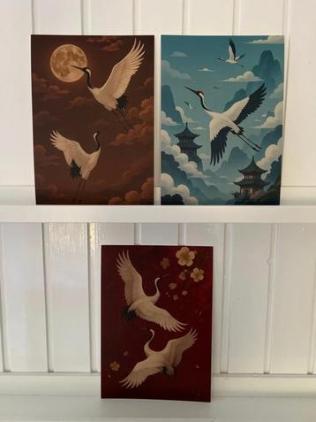 Kraanvogels – 3 wandkunstkaarten A4 beschikbaar voor biedingen
