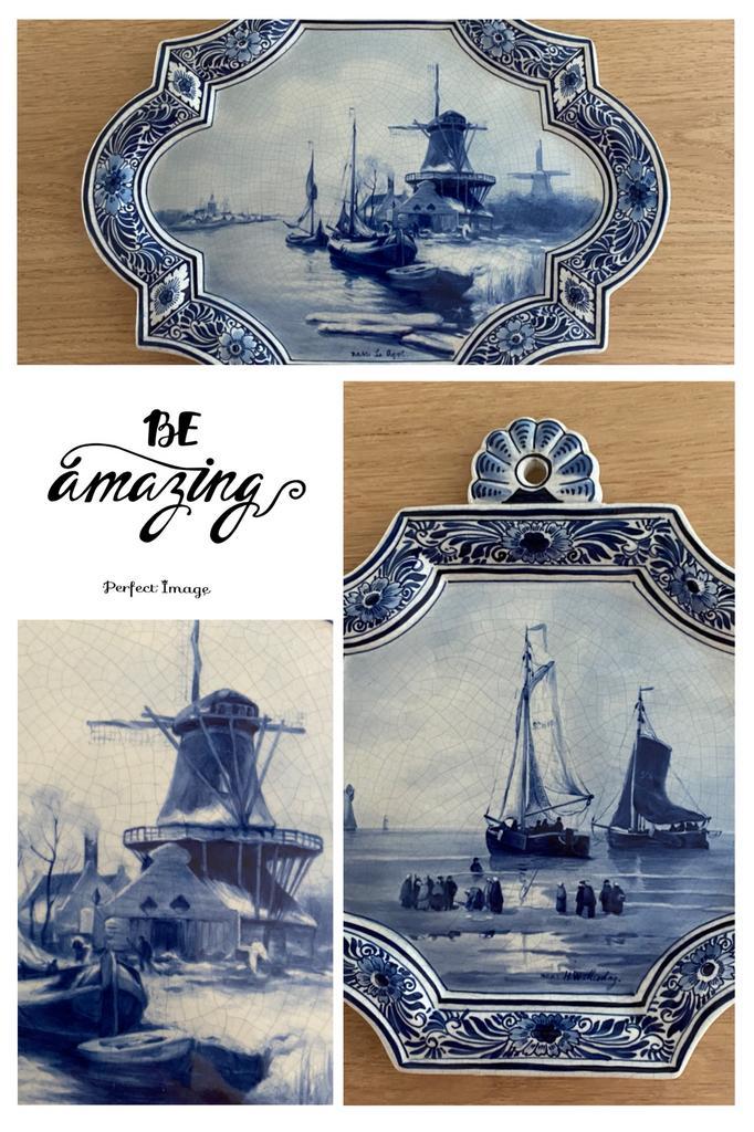 Antieke DE PORCELEYNE FLES appliques €390 per stuk, Antiek en Kunst, Antiek | Wandborden en Tegels, Ophalen of Verzenden