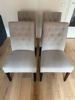 4 st In.House Eetkamerstoelen beige/taupe met donkere poten, Huis en Inrichting, Stoelen, Ophalen, Gebruikt, Overige kleuren, Vier