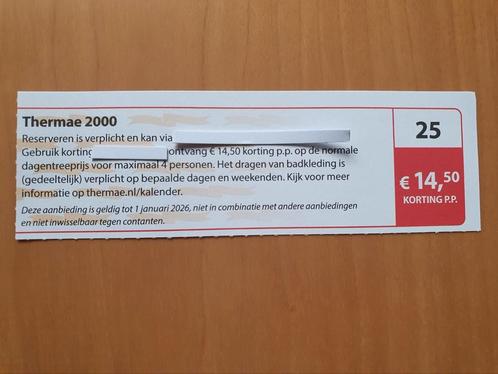 Thermae 2000 €14,50 korting p.p. maximaal 4 personen, Tickets en Kaartjes, Kortingen en Cadeaubonnen, Drie personen of meer, Spa of Sauna