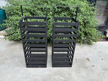 2 Gietijzeren windlichten zwart 72x25x25 beschikbaar voor biedingen