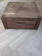 Salontafel van acaciahout met lade, Huis en Inrichting, Tafels | Salontafels, Ophalen, Gebruikt, 50 tot 100 cm, Vierkant