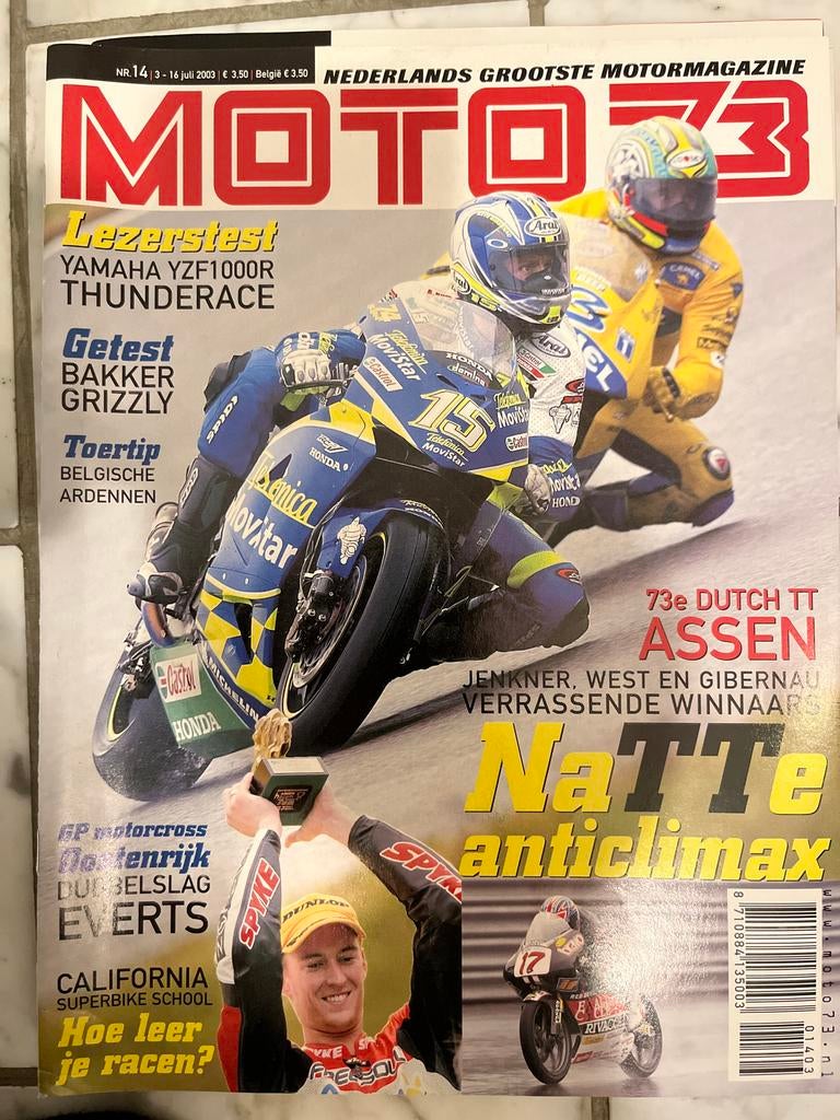 Moto73 nummer 14 - 2003: Yamaha YZF1000R Thunderace, Ophalen of Verzenden, Gelezen, Algemeen