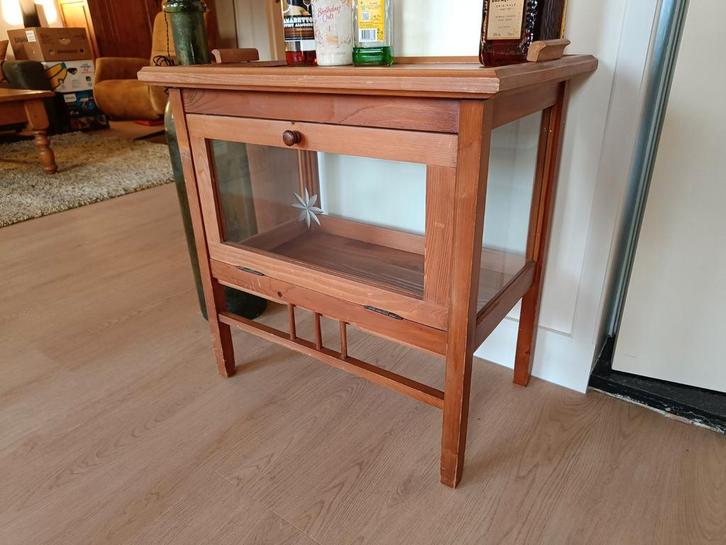 Theekastje met afneembaar dienblad en facet geslepen glas, Huis en Inrichting, Kasten | Overige, Gebruikt, Ophalen