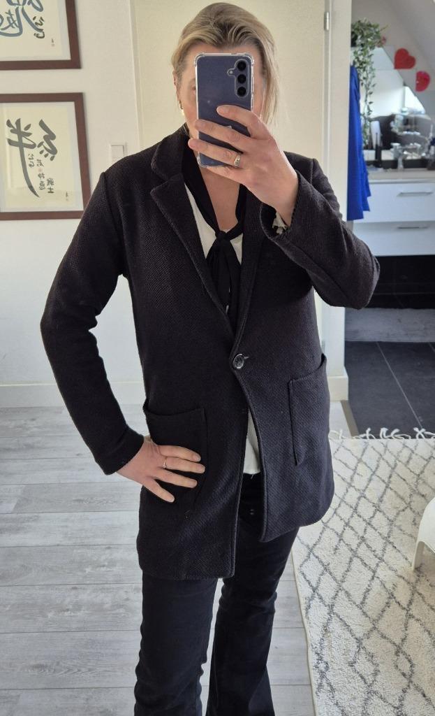 Zwarte gebreide blazerjas van Follie di Garbo | Maat M, Kleding | Dames, Jasjes, Kostuums en Pakken, Gedragen, Jasje, Maat 38/40 (M)