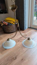 Plafondlamp twee lichtpunten, Huis en Inrichting, Lampen | Hanglampen, Ophalen, Gebruikt, Glas, 50 tot 75 cm