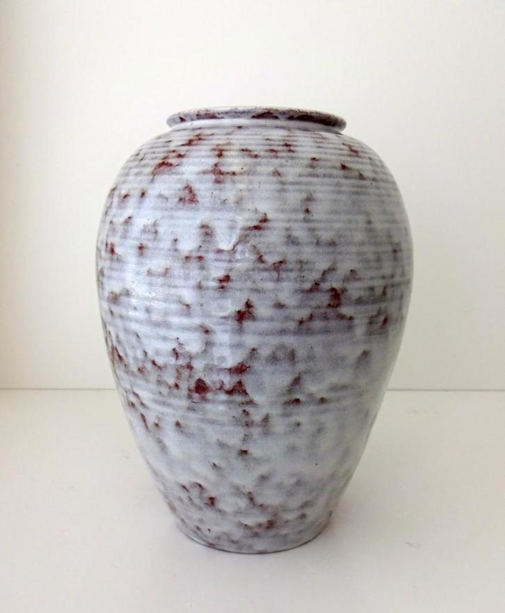 Keramiek vaas lichtgrijs met bruin Westraven Utrecht 3835-k, Antiek en Kunst, Antiek | Keramiek en Aardewerk, Ophalen of Verzenden