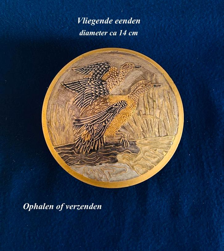 Dekseldoos vliegende eenden Messing of Koper Vintage, Antiek en Kunst, Curiosa en Brocante, Ophalen