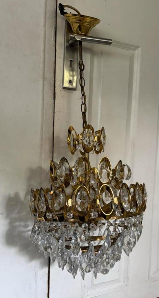 Vintage Palwa kristallen kroonluchter Hollywood regency 60’s, Huis en Inrichting, Lampen | Kroonluchters, Zo goed als nieuw, Ophalen of Verzenden
