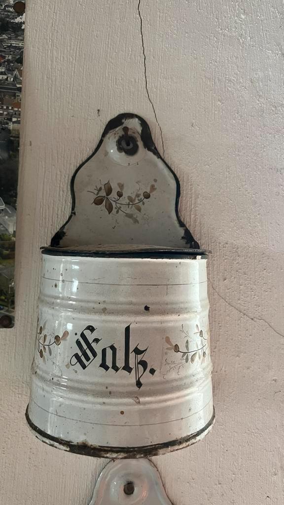 Oude Emaille Zoutpot, Antiek en Kunst, Antiek | Emaille, Ophalen of Verzenden