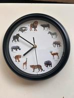 Wandklok met dieren geluiden, Huis en Inrichting, Woonaccessoires | Klokken, Ophalen, Zo goed als nieuw, Analoog, Wandklok