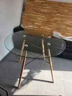 ronde tafel met glazen blad, Huis en Inrichting, Tafels | Bijzettafels, Ophalen, Gebruikt