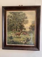 Antiek Schilderij met Antieke Houten Lijst - Jachttafereel, Antiek en Kunst, Kunst | Tekeningen en Foto's, Ophalen