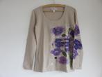 Linea Tesini beige trui met paarse viooltjes bloemen maat 40, Kleding | Dames, Maat 38/40 (M), Beige, Ophalen of Verzenden, Zo goed als nieuw