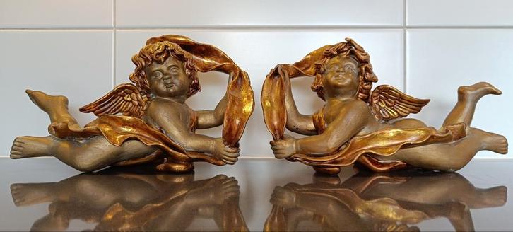 Koppel klei porseleinen  engelen., Antiek en Kunst, Curiosa en Brocante, Ophalen of Verzenden
