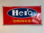 HERO Drinks emaille reclamebord, Verzamelen, Reclamebord, Gebruikt, ., Ophalen of Verzenden