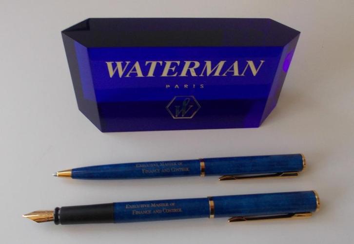 Waterman gouden vulpen + balpen set (doos bedrukt UvA), Verzamelen, Pennenverzamelingen, Nieuw, Pennenset, Waterman, Met doosje