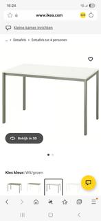 Ikea Vihals tafel wit met stalen onderstel, Ophalen, 25 tot 50 cm, Rechthoekig, 100 tot 150 cm