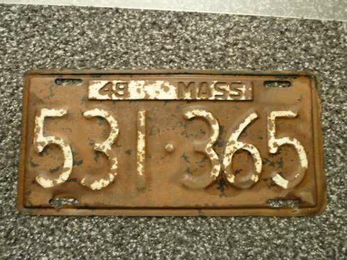 Kentekenplaat licenseplate Massachusetts 1948 USA, Verzamelen, Automerken, Motoren en Formule 1, Gebruikt, Auto's, Ophalen of Verzenden