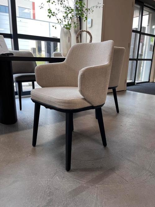 Eetkamerstoel Nico - set van 6 - stof: silent 01 beige, Huis en Inrichting, Stoelen, Zo goed als nieuw, Vijf, Zes of meer stoelen