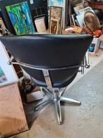 Zwarte design kappers stoel met chromen frame, Huis en Inrichting, Stoelen, Ophalen, Gebruikt, Zwart, Metaal