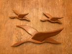 Teak houten vogels - jaren 60 wanddecoratie, Ophalen of Verzenden, Zo goed als nieuw