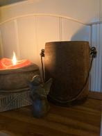Oude houten napalese pot met koordje €35,-, Huis en Inrichting, Woonaccessoires | Vazen, Overige materialen, Overige kleuren, Ophalen of Verzenden