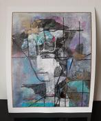 Abstracte Prent op karton, Ria Bottcher, afm. 57 x 45 cm., Verzenden
