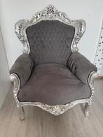 barok fauteuil zilver - grijs, Huis en Inrichting, Fauteuils, Ophalen, Barok, Zo goed als nieuw, Stof