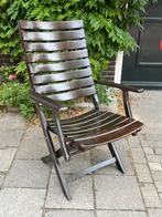Vintage Herlag hard houten tuinstoel bruin 1980, Ophalen, Gebruikt, Hout