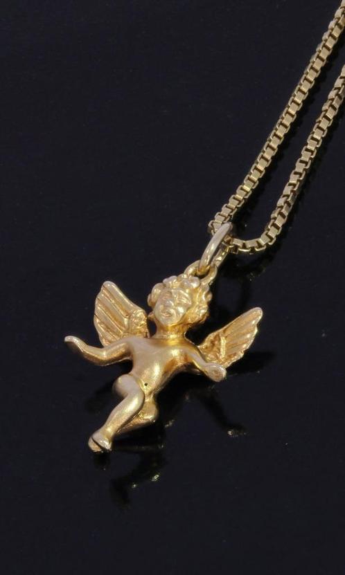 Putti Cherubijn 14k gouden ketting hanger armband bedel, Sieraden, Tassen en Uiterlijk, Kettinghangers, Zo goed als nieuw, Goud
