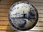 Delfts blauw bord - landschap met molens - 27,5 cm, Ophalen