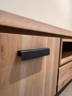 Industrieel tv meubel van eikenhout – 170 cm breed, Ophalen, Sommelsdijkse haven 19, Info@vissermeubelen.nl, 150 tot 200 cm