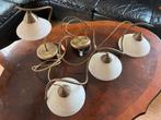 Massive hanglamp met 3 glazen kappen + schemerlamp, Huis en Inrichting, Lampen | Hanglampen, Ophalen, Gebruikt, Glas, Minder dan 50 cm