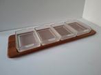 Digsmed Denmark Teakhouten Serveerschaal met glazen bakjes, Ophalen of Verzenden, Gebruikt, Hout