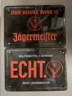 2x jagermeister metalen bordjes 14x20cm, Verzamelen, Ophalen of Verzenden, Nieuw, Reclamebord