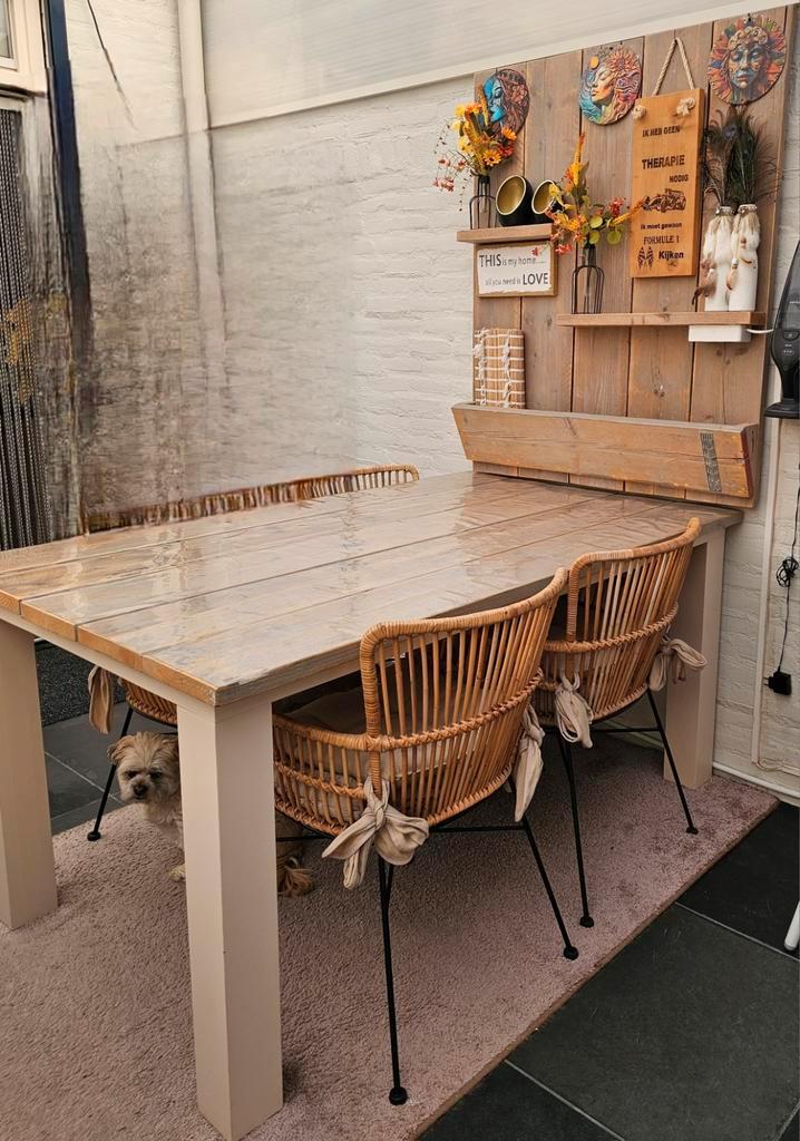 Steigerhouten Meubelen, Huis en Inrichting, Tafels | Eettafels, Zo goed als nieuw, 50 tot 100 cm, 200 cm of meer, Rechthoekig