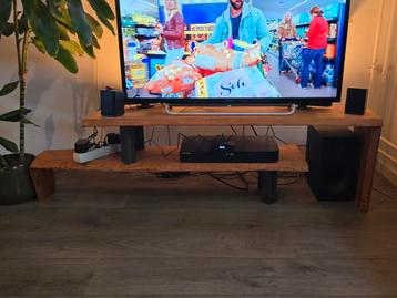  Tvmeubel salontafel met stalen poten en wandplank 2x