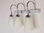 Vintag Wandlamp Vanity 3 glazen kappen chroom Italy ‘80 spot, N, N, Vintage, Nieuw