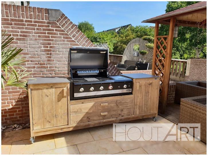 Buitenkeuken Boretti Luxe met lades en deuren steigerhout, Tuin en Terras, Buitenkeukens, Nieuw, Houtskool, Ophalen of Verzenden