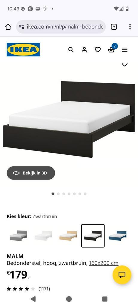 MALM bedombouw zwartbruin 160x200, Huis en Inrichting, Slaapkamer | Bedden, Nieuw, Tweepersoons, 160 cm, 200 cm, Hout, Zwart, Ophalen