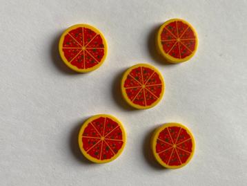 Lego 14769pb011 Tegel 2x2 rond Pizza nieuw 5 stuks beschikbaar voor biedingen