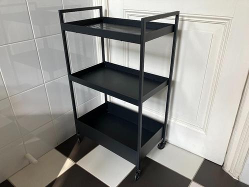 Keukentrolley roltafel zwartgelakt metaal op wieltjes, Huis en Inrichting, Keuken | Keukenelementen, Zo goed als nieuw, Minder dan 100 cm