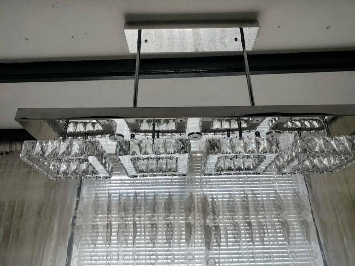 Moderne Kristallen Kroonluchter, Huis en Inrichting, Lampen | Hanglampen, Zo goed als nieuw, Minder dan 50 cm, Glas, Metaal, Ophalen of Verzenden